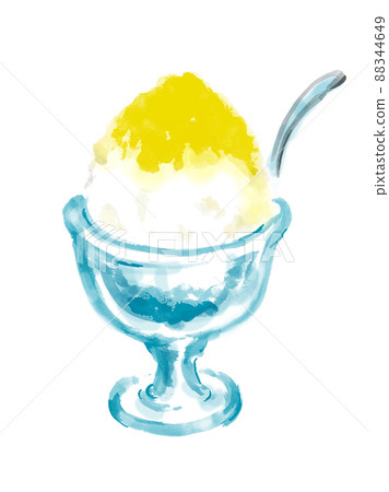 Hand-painted Japanese-style illustration of shaved ice Lemon 88344649