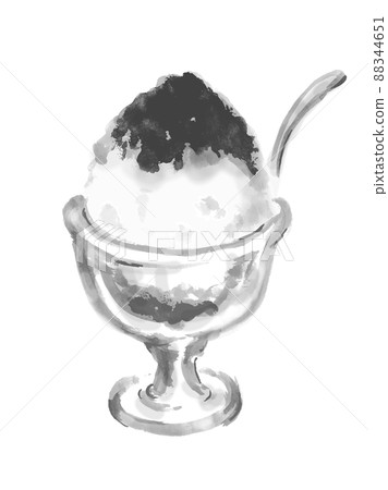 刨冰單色手繪日式插畫-插圖素材 [88344651] - PIXTA圖庫