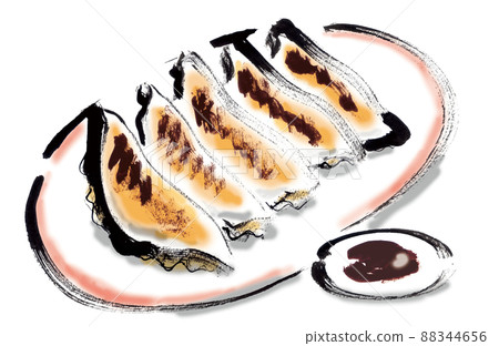 Hand-painted Japanese-style illustration of dumplings 88344656