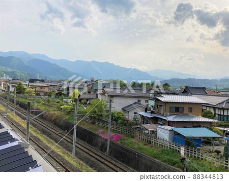 Chichibu mountains and town seen from the station Chichibu mountains and town seen from the station 88344813