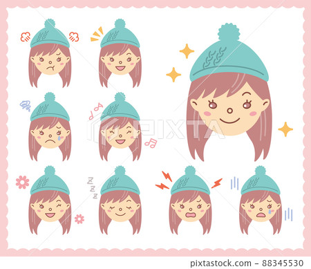 Emotions of women's emotions Face icon set 5 88345530