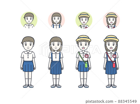 夏季校服男女幼兒園兒童插畫素材 夏季校服男女幼兒園兒童插畫素材 88345549
