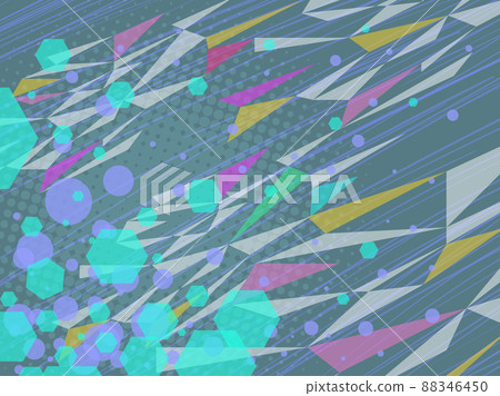 multicolored triangles abstract background 80e style, bright vintage retro illustration 88346450