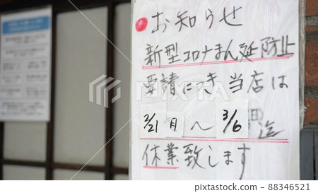 A poster for restaurant closure due to a request to prevent the spread of the new corona <02> A poster for restaurant closure due to a request to prevent the spread of the new corona <02> 88346521