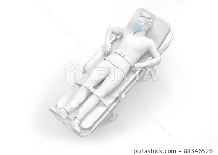 Man on gurney in protective medical mask. 3D rendering 88346526