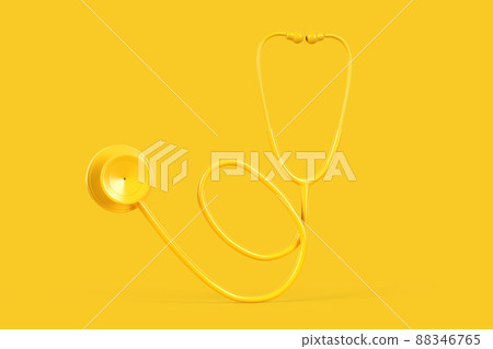Close-up of yellow stethoscope on yellow background. 3D rendering 88346765
