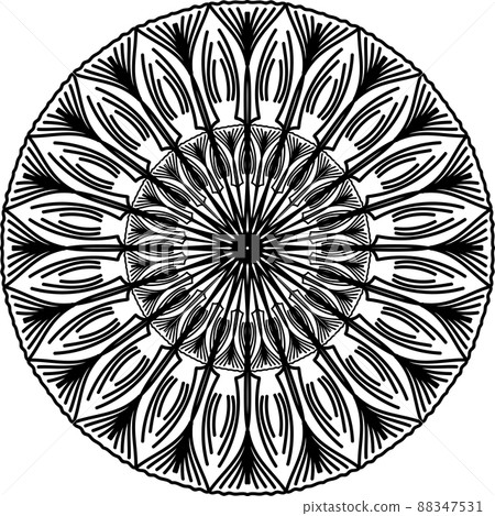 Abstract mandala design element. Coloring book page. Decorative round pattern. 88347531