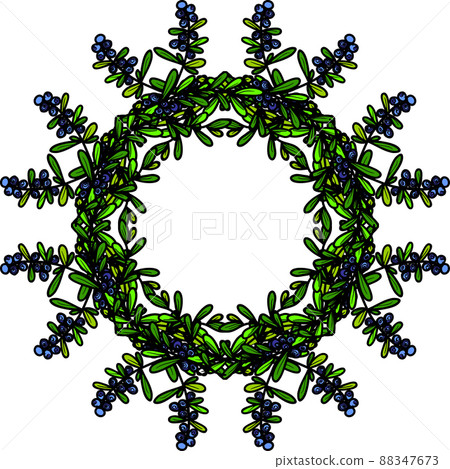 Wreath with berries and green leaves. Abstract design element. Wreath with berries and green leaves. Abstract design element. 88347673