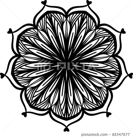 Abstract mandala design element. Coloring book page. Decorative round pattern. 88347677