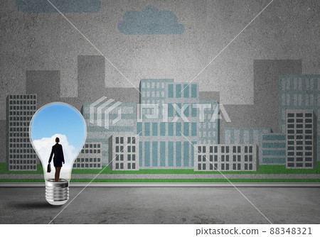 Businesswoman trapped in bulb Businesswoman trapped in bulb 88348321