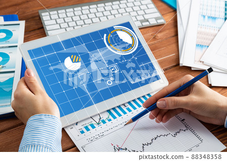 Business woman with computer tablet 88348358