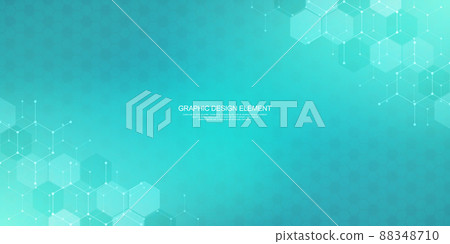 Abstract geometric background with hexagons pattern. The design element of hexagonal shape. Concepts and ideas for technology, science, and medicine. Vector illustration 88348710