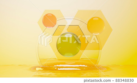 3d render of simple chemical bond in side cell or molecules. The associated of atoms, ions, bond and molecules. Liquid drop bubble background. Covalent bond. Biochemical interaction. 3d render of simple chemical bond in side cell or molecules. The associated of atoms, ions, bond and molecules. Liquid drop bubble background. Covalent bond. Biochemical interaction. 88348830