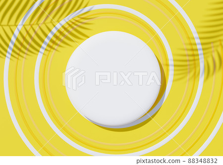 3d render top view of white blank cylinder frame for mock up and display products with shadows of palm leaves, earth tone, and pastel wall background. Creative idea concept. Widow shadow. 3d render top view of white blank cylinder frame for mock up and display products with shadows of palm leaves, earth tone, and pastel wall background. Creative idea concept. Widow shadow. 88348832