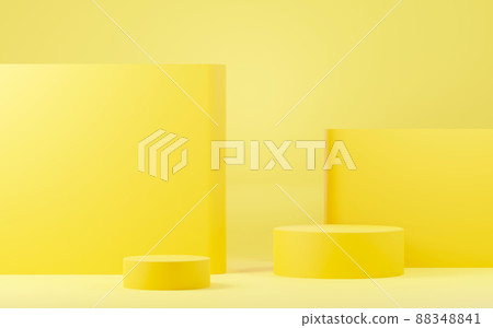 3d render abstract display podium platform for  product presentation and advertising. Minimal scene backdrop with clean design. Vacant pedestal for mock up. Empty stage with pastel color for cosmetic. 88348841