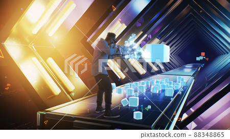 Man playing in virtual reality Man playing in virtual reality 88348865