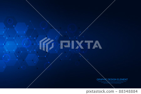 Abstract geometric background with hexagons pattern. The design element of hexagonal shape. Concepts and ideas for technology, science, and medicine. Vector illustration 88348884