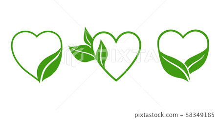 Icon of eco emblem heart set Icon of eco emblem heart set 88349185