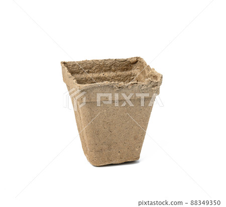 recyclable cardboard cup for planting seedlings and seeds isolated on white background. Ecological items, zero waste 88349350