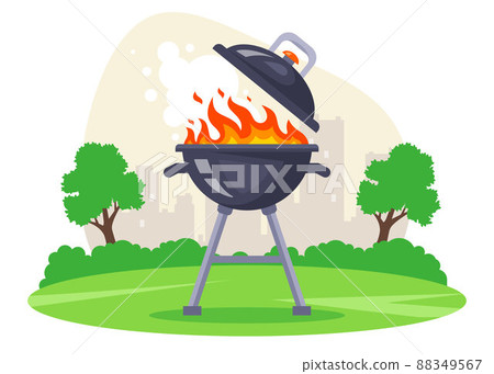 grill meat in a barbecue grill. rest at nature. grill meat in a barbecue grill. rest at nature. 88349567
