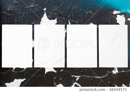 colorful urban wall with four wrinkled glued poster templates colorful urban wall with four wrinkled glued poster templates 88349571