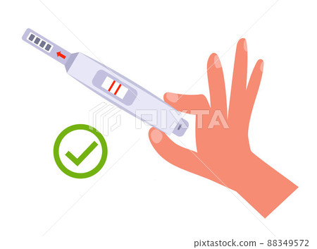 a woman holds a positive test for pregnancy in her hand. a woman holds a positive test for pregnancy in her hand. 88349572