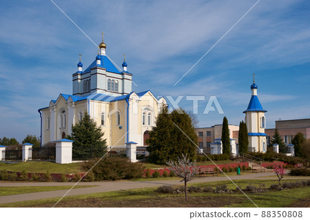 Old ancient Holy Intercession Church in Dzerzhinsk, Minsk region, Belarus. Old ancient Holy Intercession Church in Dzerzhinsk, Minsk region, Belarus. 88350808