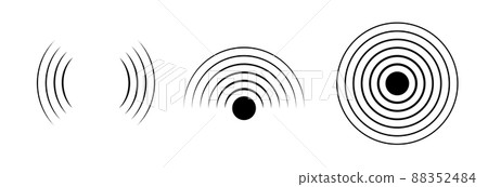 SIgnal sound wave icon circle. Pulse vector sonic digital graphic noise symbol wave 88352484