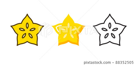 Starfruit vector carambola icon. Star fruit averrhoa slice fresh organic food vegetarian healthy 88352505