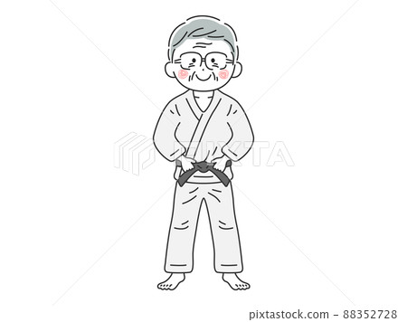 一位身穿柔道服的老人的插圖 88352728