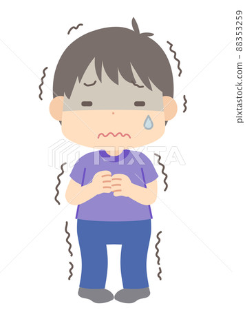 Illustration of a trembling boy Illustration of a trembling boy 88353259
