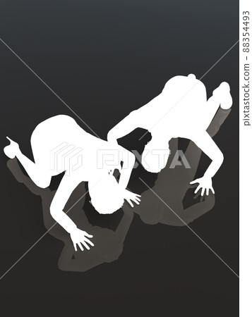 White silhouettes of men and women who lie down on the ground and mourn White silhouettes of men and women who lie down on the ground and mourn 88354493