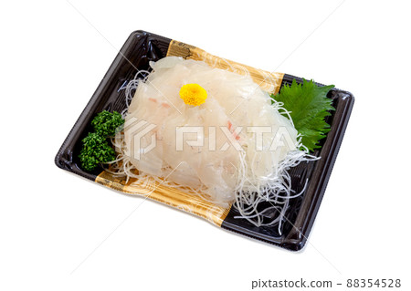 Red sea bream sashimi in a plastic container Red sea bream sashimi in a plastic container 88354528