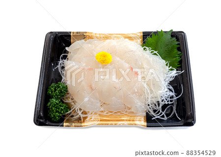 Red sea bream sashimi in a plastic container Red sea bream sashimi in a plastic container 88354529