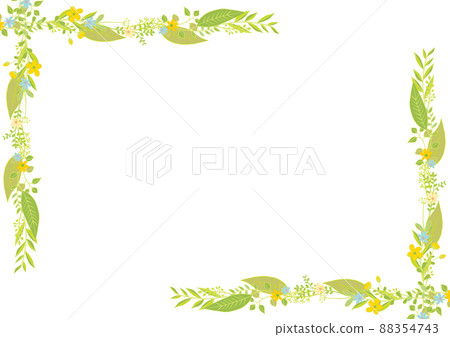 斯堪的納維亞風格可愛的黃綠色植物框架 88354743