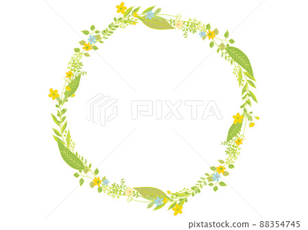 斯堪的納維亞風格可愛的黃綠色植物葉框 斯堪的納維亞風格可愛的黃綠色植物葉框 88354745