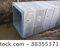 Large size square concrete manholes are  installed at construction site 88355371