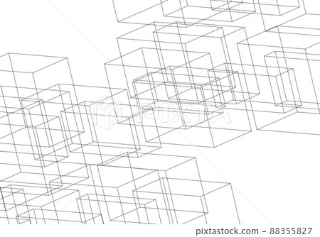 Background illustration composed of a rectangular parallelepiped with delicate thin lines on a white background Background illustration composed of a rectangular parallelepiped with delicate thin lines on a white background 88355827