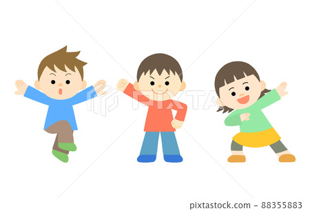 Children deciding on hero poses Children deciding on hero poses 88355883