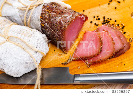 Thinly sliced cured pork sirloin meat Thinly sliced cured pork sirloin meat 88356297