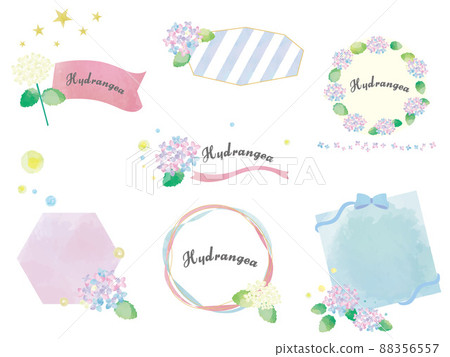 Watercolor hydrangea frame / heading set Watercolor hydrangea frame / heading set 88356557