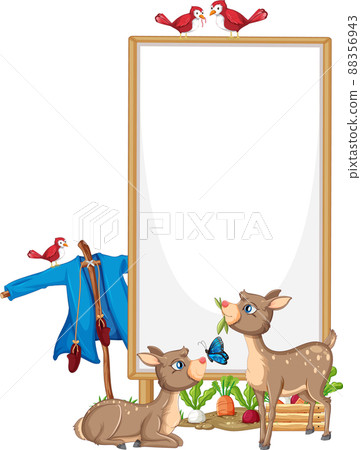 Deer with wooden sign banner 88356943