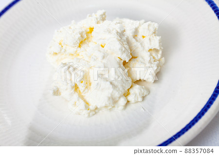 Young type of cheese on plate 88357084