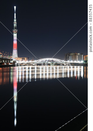 Tokyo Sky Tree, Shirahige Bridge and Sumida River Tokyo Sky Tree, Shirahige Bridge and Sumida River 88357435