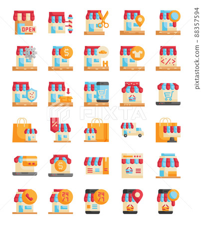 flat store shop icons 88357594