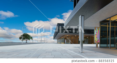Empty floor with office buildings and modern architecture Empty floor with office buildings and modern architecture 88358315