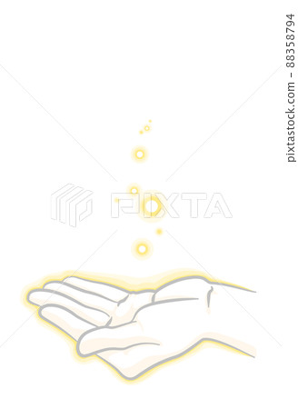 Image illustration of hands and light-scoop, save, protect, cherish 88358794