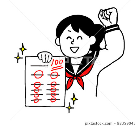 一位身著水手服(簡單)的女學生拿著100分的測試膽子擺姿勢 一位身著水手服(簡單)的女學生拿著100分的測試膽子擺姿勢 88359043