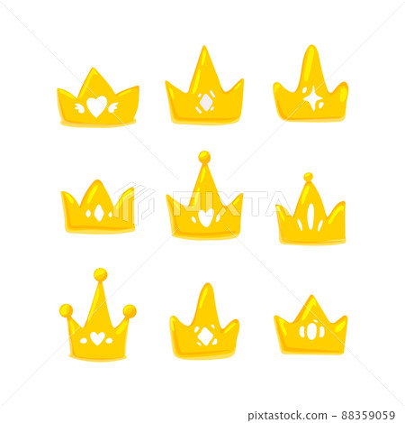 Set of different gold crowns in cartoon style,simple vector flat illustration Set of different gold crowns in cartoon style,simple vector flat illustration 88359059