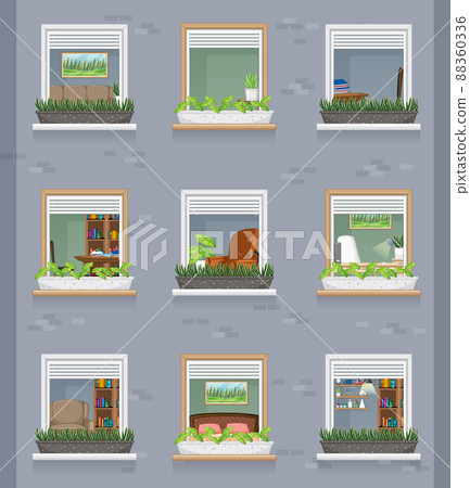 Apartment building with windows 88360336